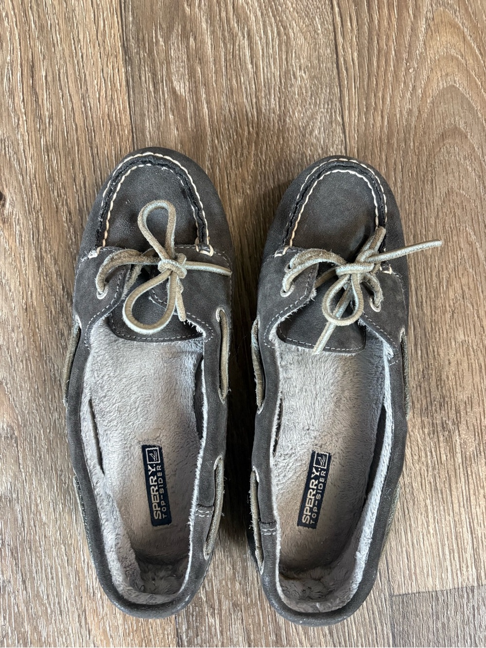 Sperry Gray Suede Moccasin Slippers with Plush Lining